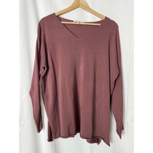 Tempo Paris Women's Dusty Mauve Pink Lightweight Knit Sweater Size M/L V Neck - Picture 1 of 8